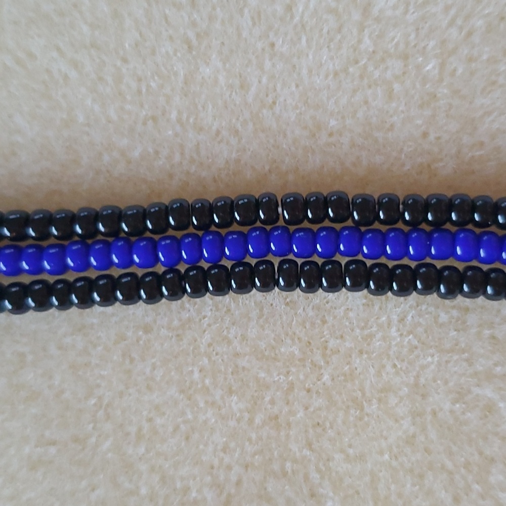 Seed Bead Stack Stretch Bracelets "Blue Line" - Picture 11 of 16